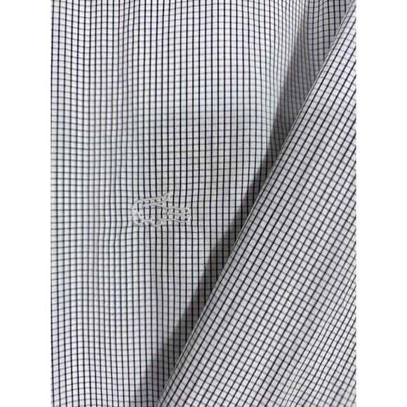 Lacoste men's button up long sleeve Blue/white checkered size 44 - Picture 4 of 7